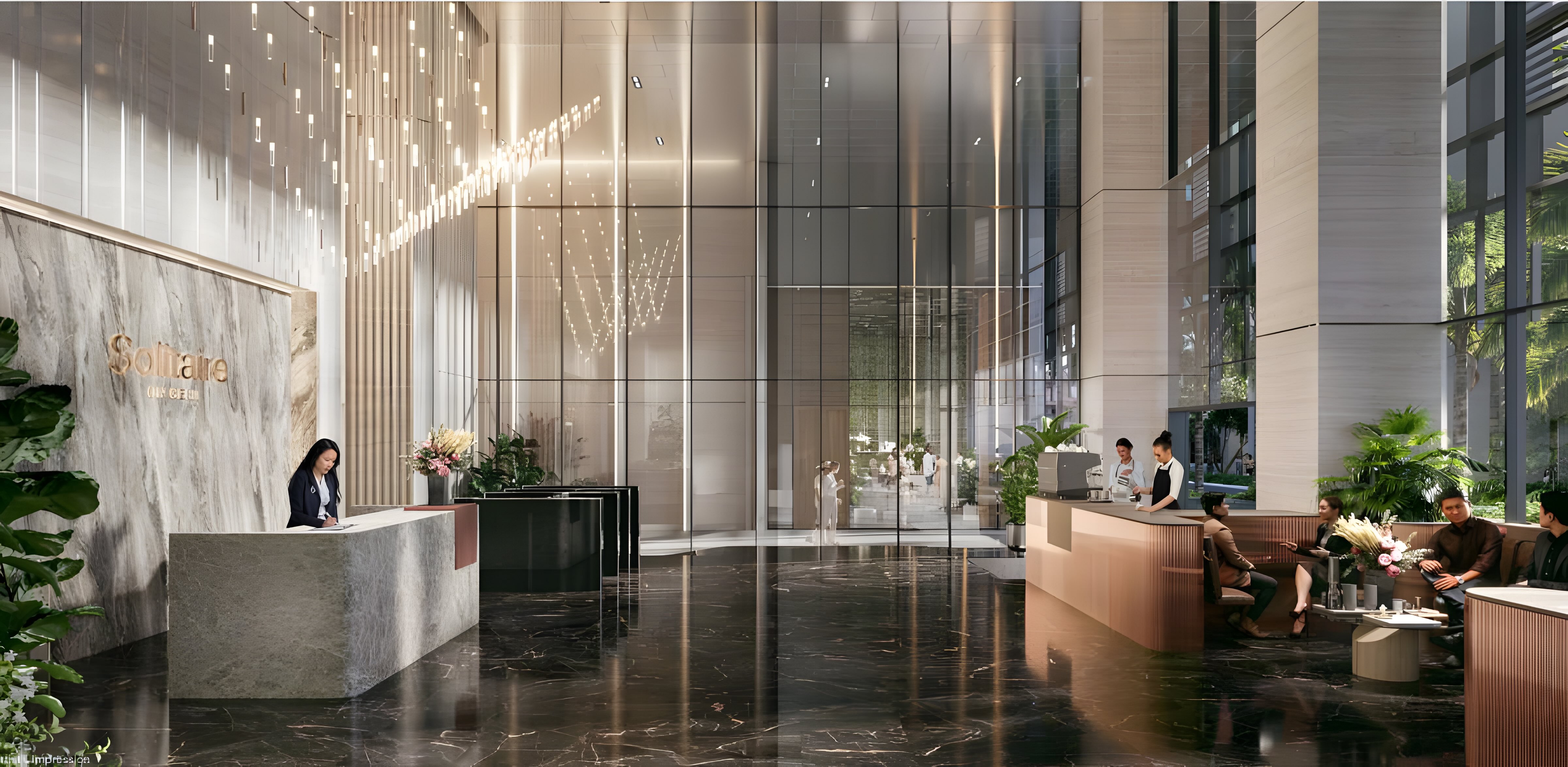 Luxurious lobby of Solitaire on Cecil